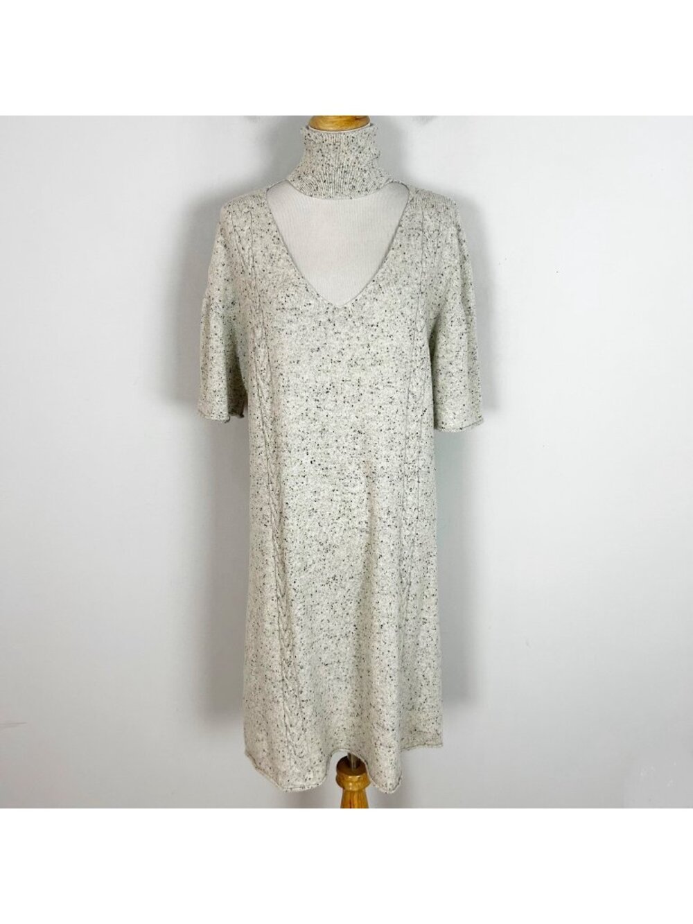 Ryan Roche 100% Cashmere Sweater Dress Turtleneck Open One Size Women's